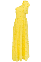 Caroline Gown Hot Yellow 3-D Floral Cotton