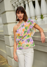 Clementine One Shoulder Top Floral Pop Eyelet