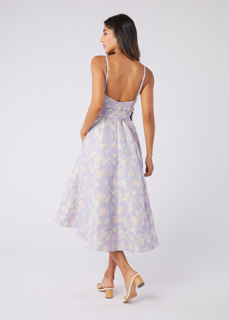 Annabelle Dress Lilac Floral Jacquard