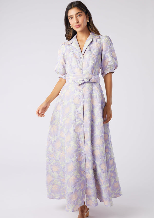 Charlotte Gown Lilac Floral Jacquard