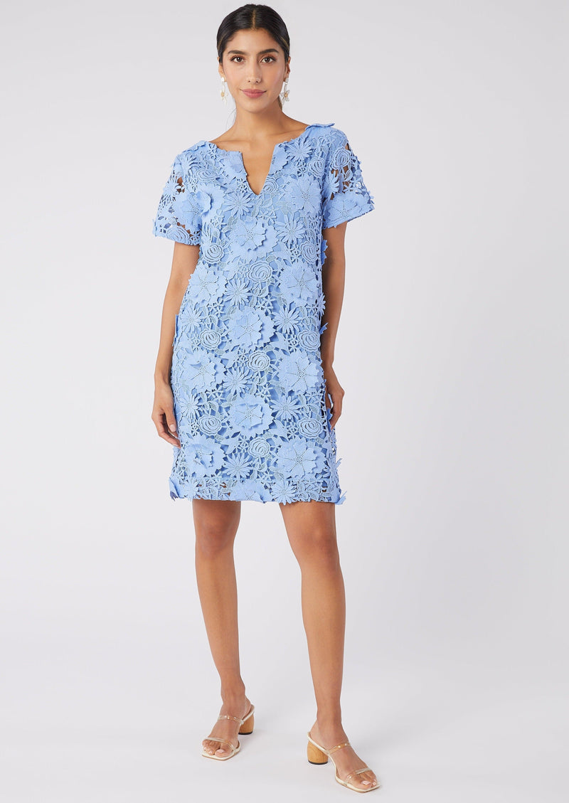 Lulu Dress Cornflower Blue 3-D Lace