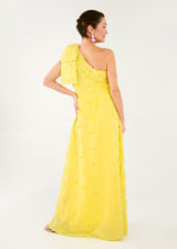 Caroline Gown Hot Yellow 3-D Floral Cotton