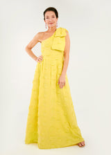 Caroline Gown Hot Yellow 3-D Floral Cotton