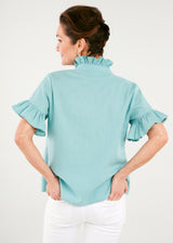 Sadie Top Powder Blue Linen