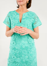 Heidi Caftan Gown Julep Green 3-D Lace