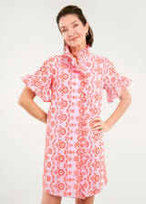 Katie Dress Lavender Coral Eyelet