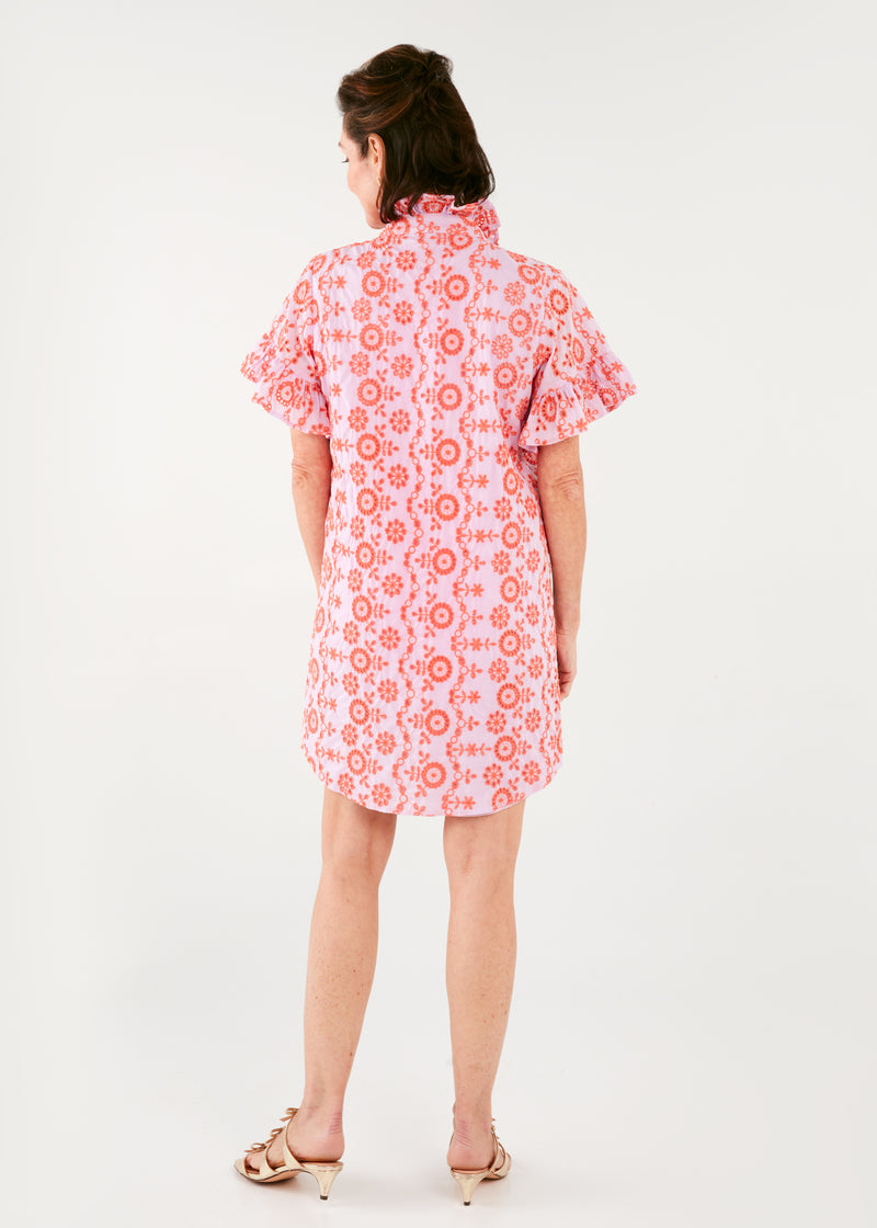 Katie Dress Lavender Coral Eyelet