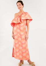 Sutton Dress Hot Coral Paradise Jacquard