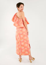 Sutton Dress Hot Coral Paradise Jacquard