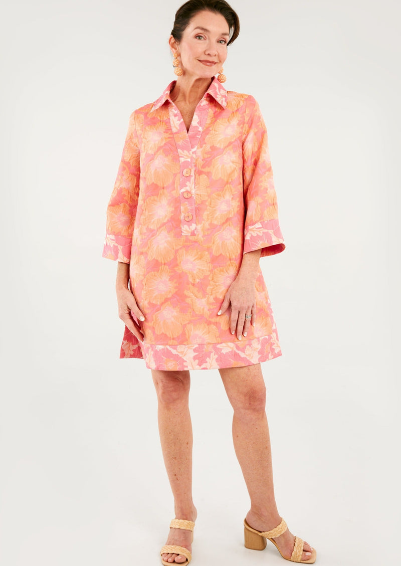 Piper Caftan Hot Coral Paradise Jacquard