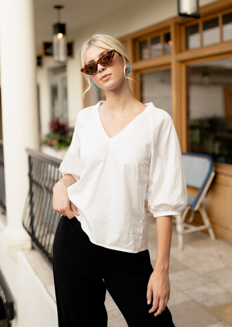 Anna V-Neck Top White