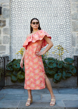 Sutton Dress Hot Coral Paradise Jacquard