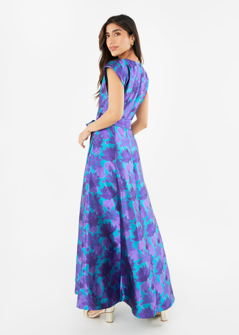 Olivia Gown Purple Floral Silhouette Jacquard