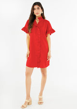 Katie Dress Red Linen