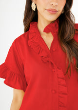 Katie Dress Red Linen