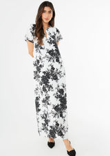 Heidi Gown Black and White Rose Chintz Linen