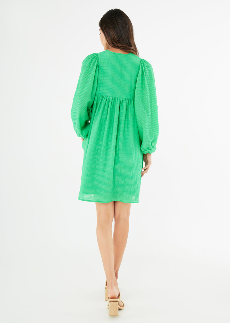 Violet Dress Kelly Green Gridded Voile