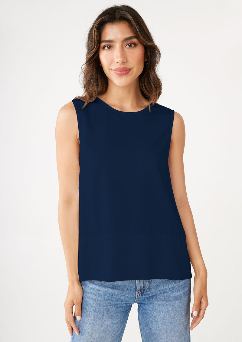 Zoe Navy Satin Top