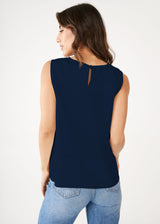 Zoe Navy Satin Top