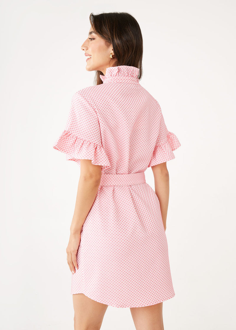 Katie Dress Salmon Tufted Cotton