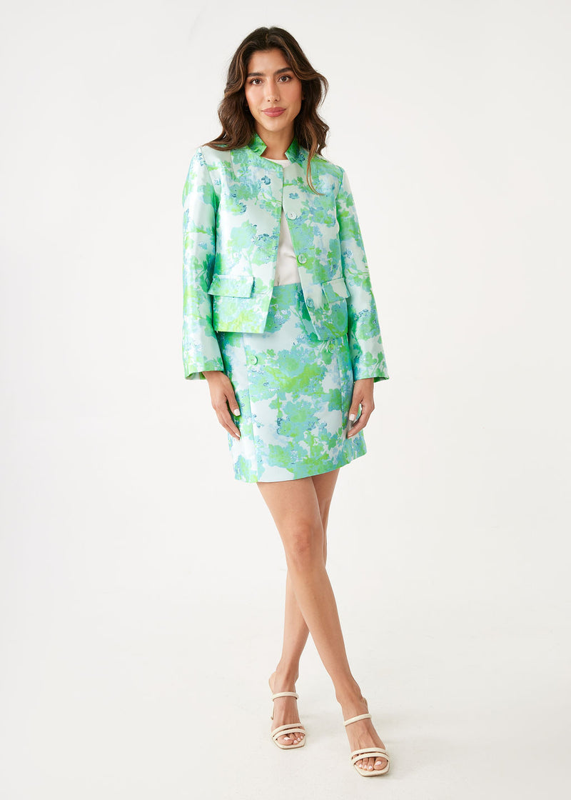 Onassis Jacket Green Abstract Brocade