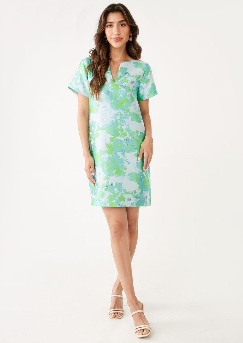 Lulu Dress Green Abstract Brocade