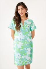 Lulu Dress Green Abstract Brocade