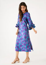 Bronwyn Dress Purple Floral Silhouette Jacquard