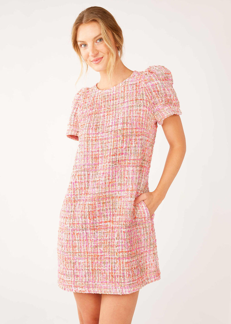 Marty Dress Pink Multi Tweed