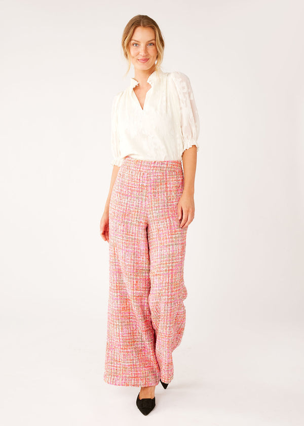 Carter Trouser Pink Multi Tweed