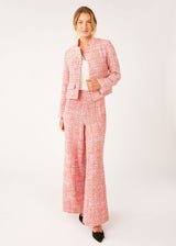 Carter Trouser Pink Multi Tweed