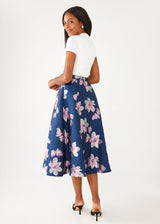 Eden Skirt Blue Plumeria Jacquard