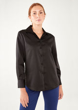 Nora Blouse Black Satin