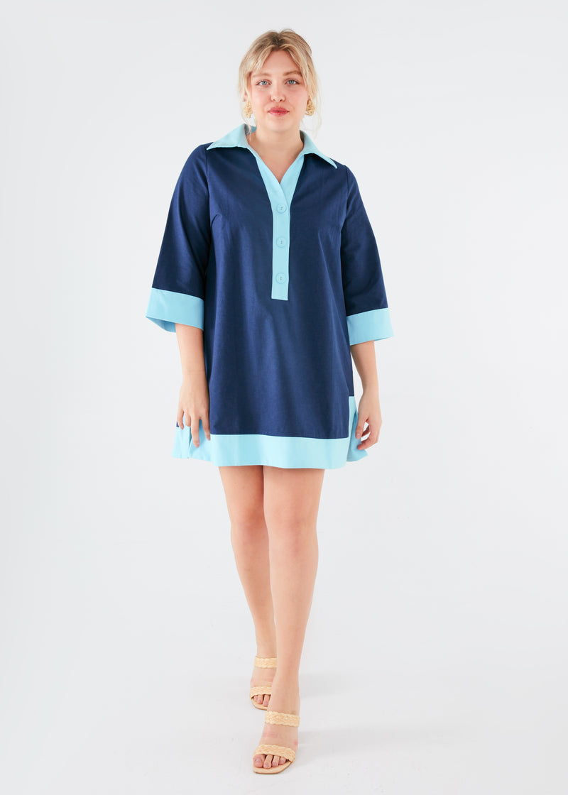 Piper Caftan Dress Navy