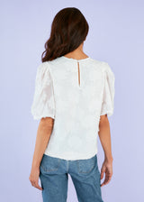 Marty Top White Sunflower Burnout Chiffon