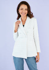 Calvin Blazer White Checkerboard Tweed