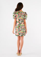 Marty Dress Red Multi Abstract Floral Jacquard