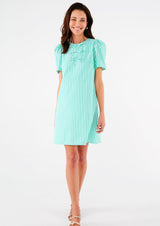 Marty Dress Turquoise Stripe Cotton