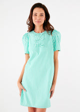 Marty Dress Turquoise Stripe Cotton