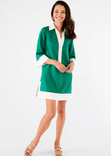 Piper Caftan Kelly Green White Linen