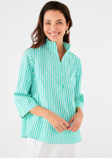 Effie Blouse Turquoise Stripe Cotton