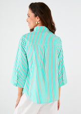 Effie Blouse Turquoise Stripe Cotton