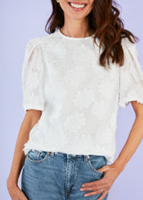 Marty Top White Sunflower Burnout Chiffon