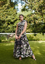 Caroline Gown Black Organza Bloom