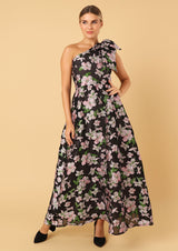 Caroline Gown Black Organza Bloom