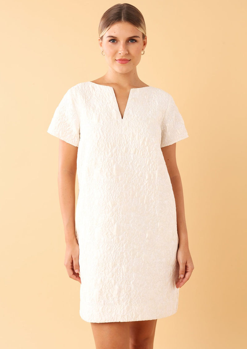 Lulu Dress White Bubble Jacquard