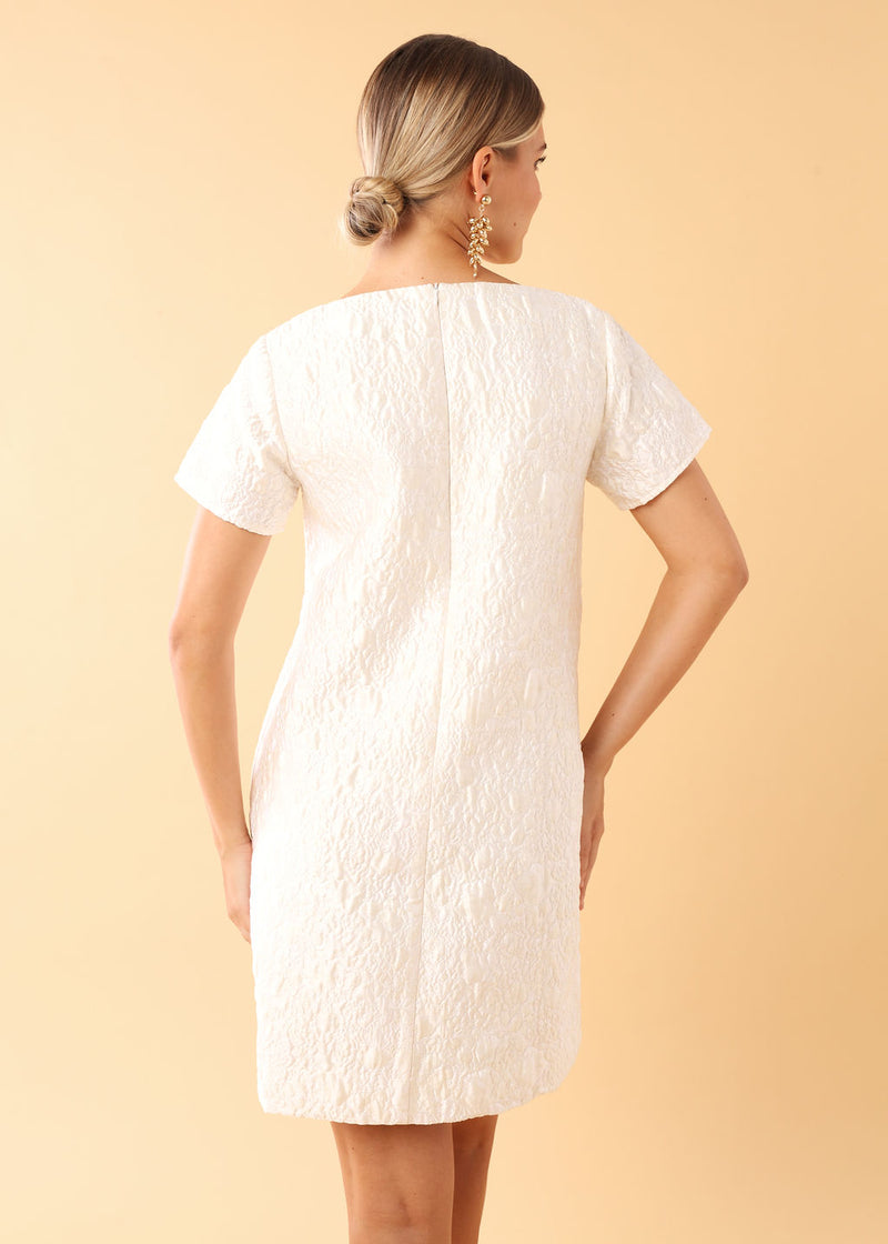 Lulu Dress White Bubble Jacquard