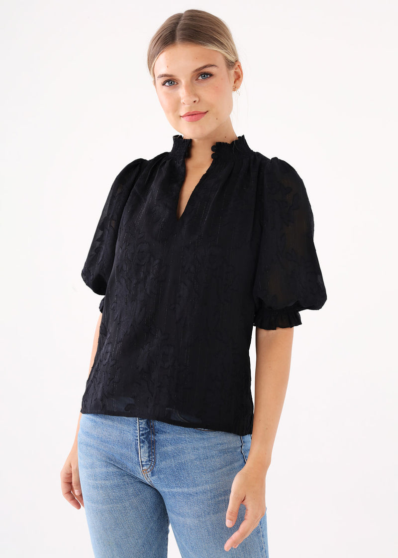 Bennett Top Black Burnout Chiffon