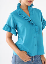 Sadie Top Coastal Blue Linen