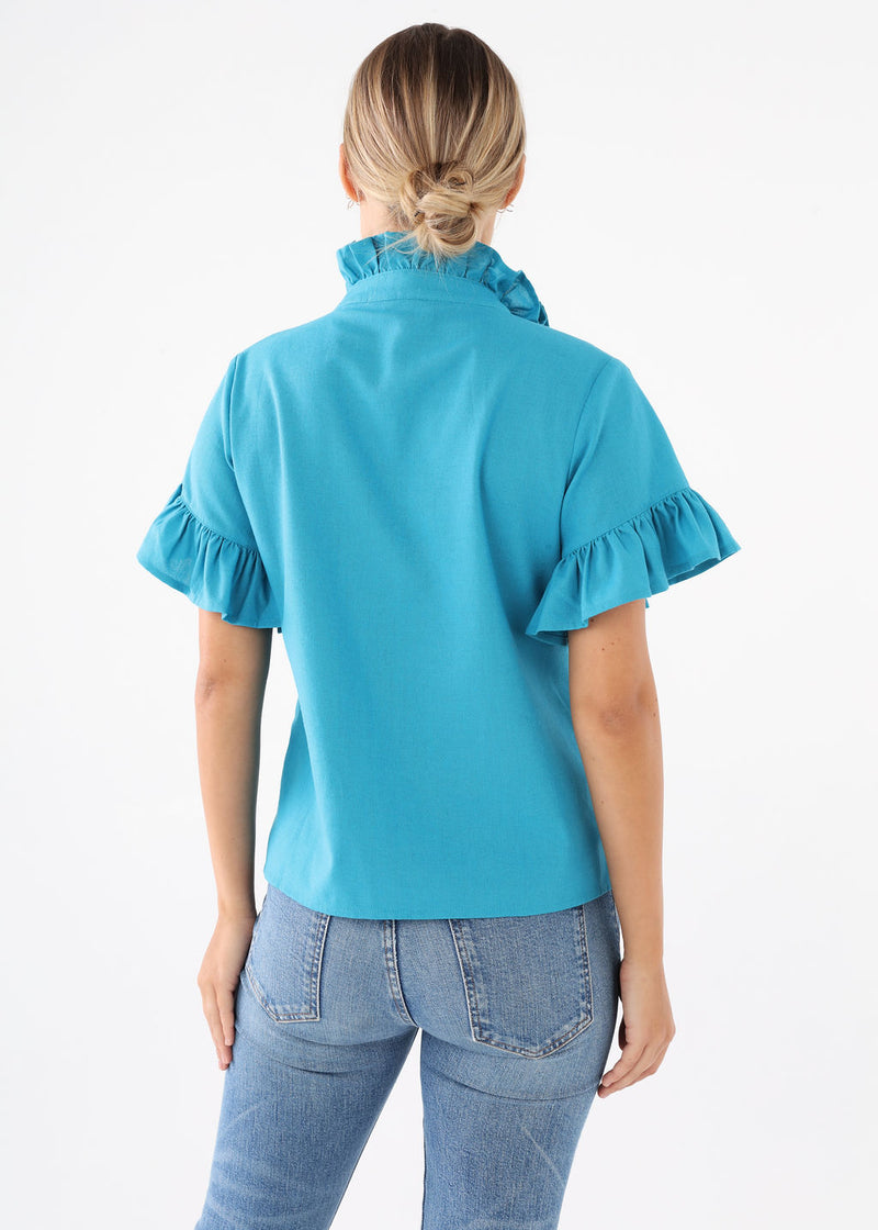 Sadie Top Coastal Blue Linen